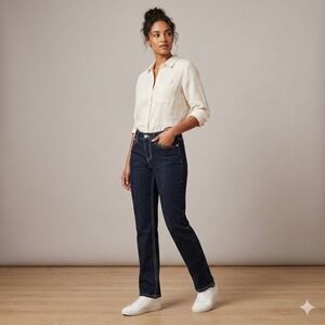 Sundance Womens Size 6 Straight Leg Jeans Dark Wash Contrast Stitch Stretch